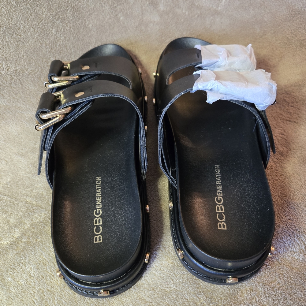 BCBGeneration Black Sandals with Dual Straps